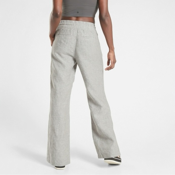 Athleta Cabo Linen Wide Leg Pant Womens Size 2 Gray Heather Lagenlook 447244-01 - Picture 2 of 13